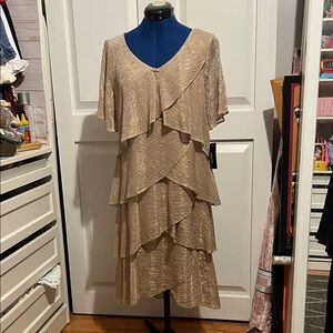 Chic Asymmetrical Gold Dress